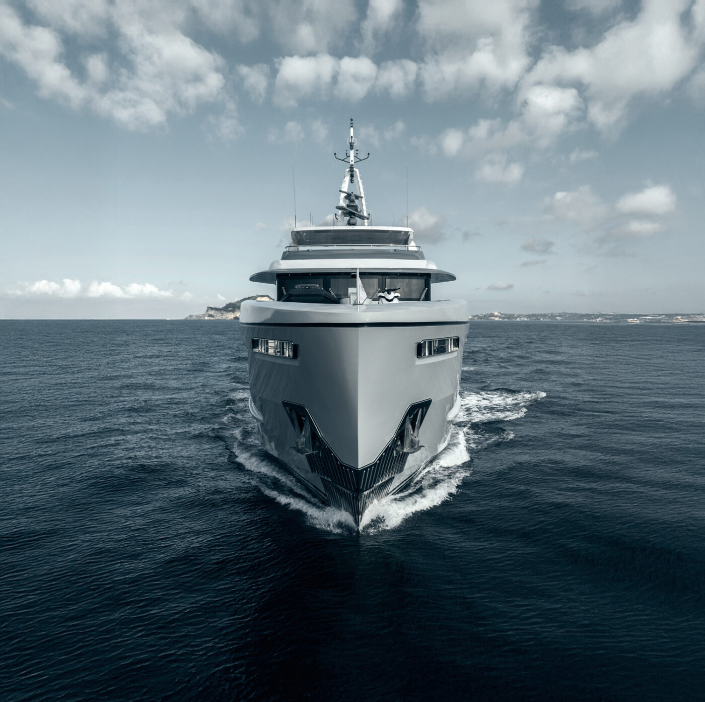 Babbo, an imposing, bold 43-metre explorer yacht that strikes a distinctive pose